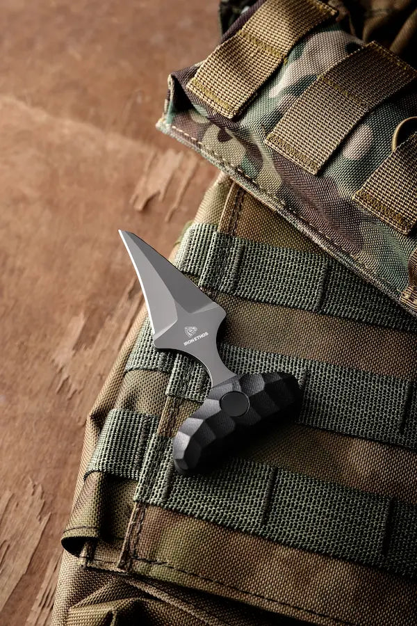 Iron Ethos fixed blade in 14C28N steel ready for tactical use