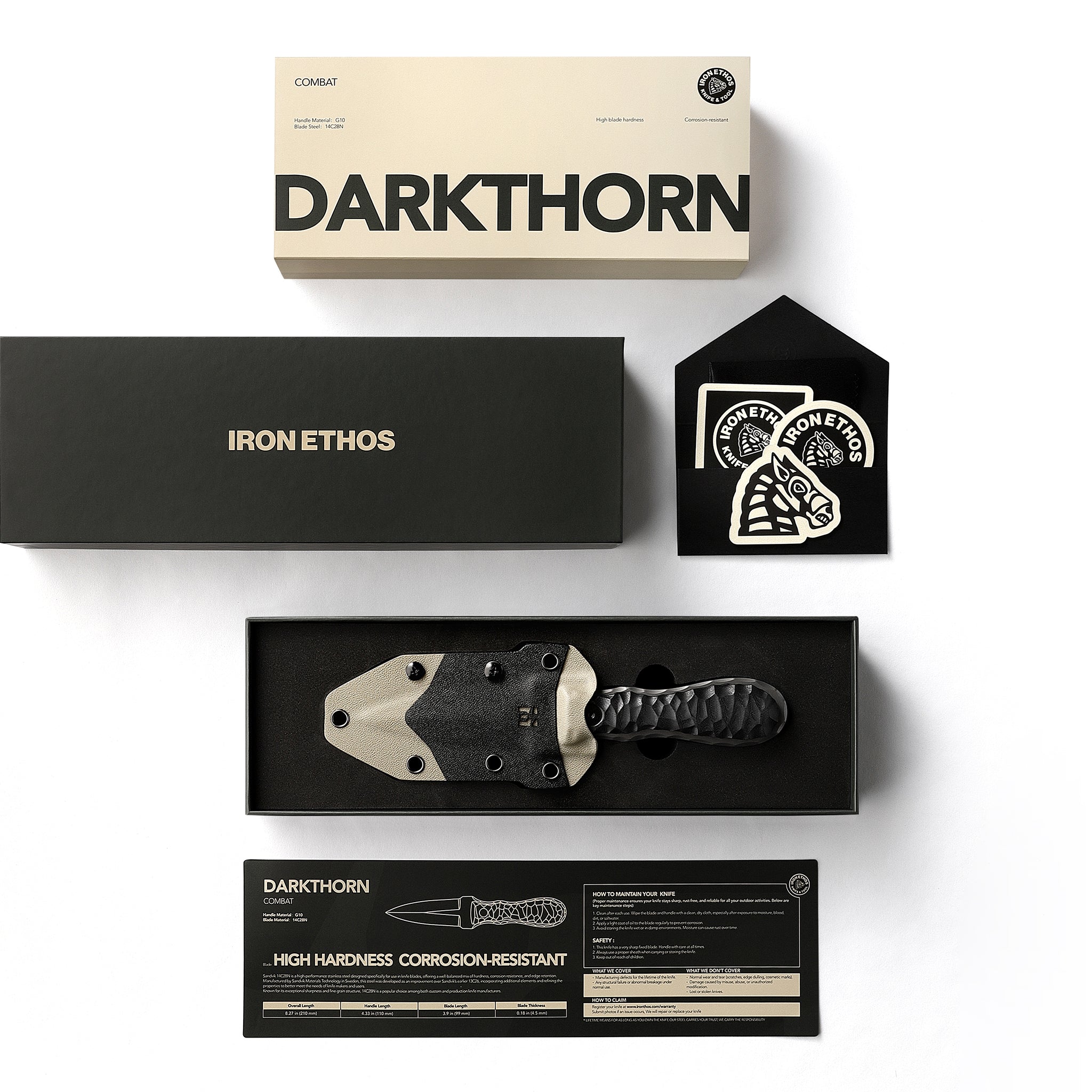 Darkthorn Fixed Blade | 14C28N & G10 - Iron Ethos