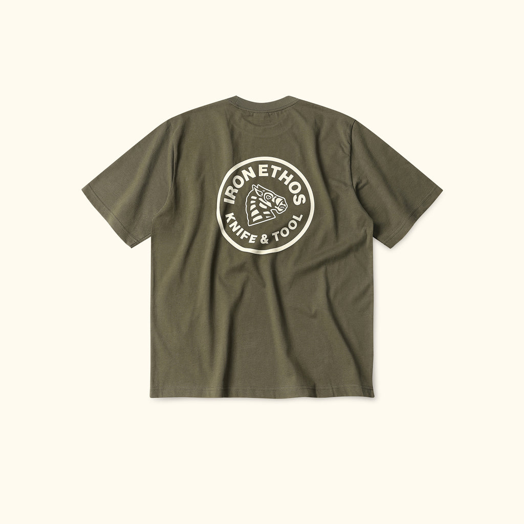 Iron Ethos Emblem Tee khaki green Back view