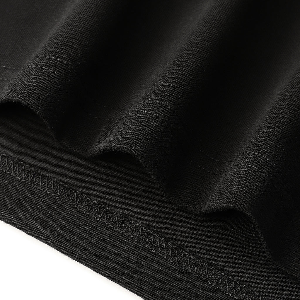 Iron Ethos V3 Graphic T-Shirt, Black Cotton T-Shirt, Close-up of Stitching Details