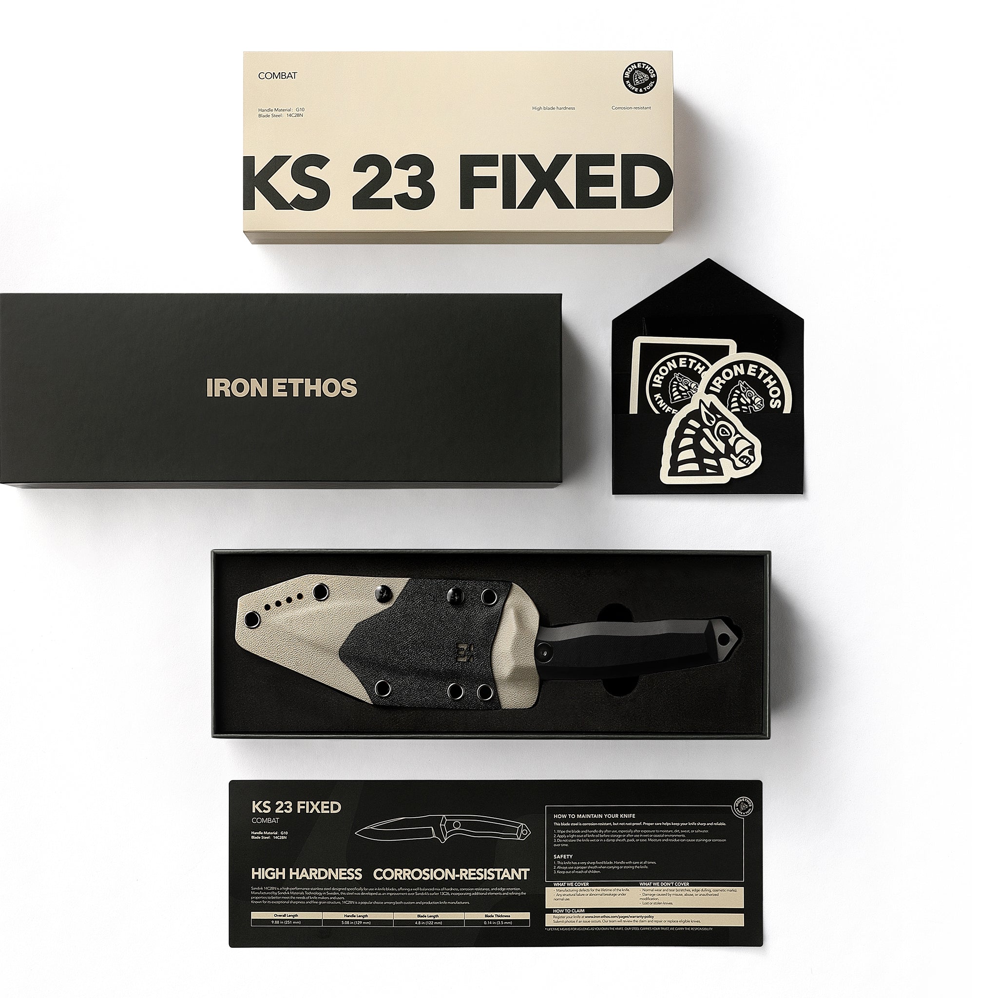 KS-23 Outdoor Fixed Blade - 14C28N Steel & G10 Handle